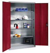 Stahlschrank 8931-052 S10283 lichtgrau, rubinrot 120,0 x 50,0 x 195,0 cm, aufgebaut